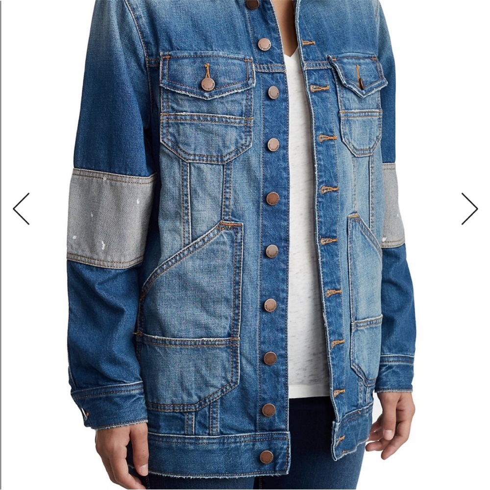 True Religion Jean Jacket Oversized Denim Distressed Size XS NWOT